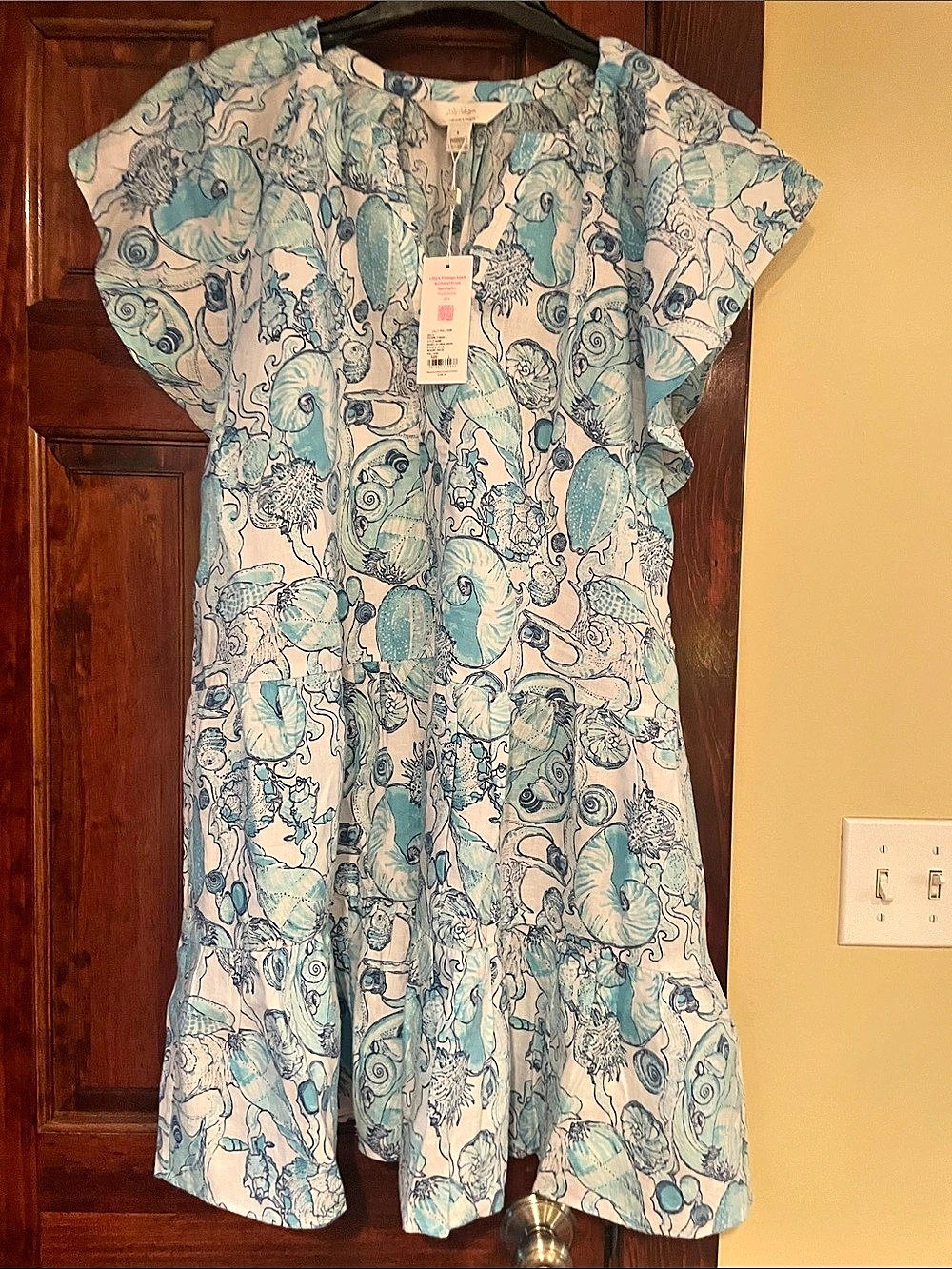 Lilly Pulitzer Norella Linen Dress Blue & White Mini Large